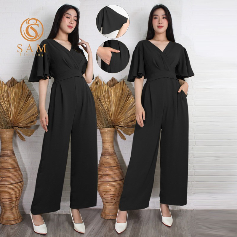 Jual JUMPSUIT SYARAH CRINKLE POLOS JUMPSUIT JUMBO PANJANG Shopee