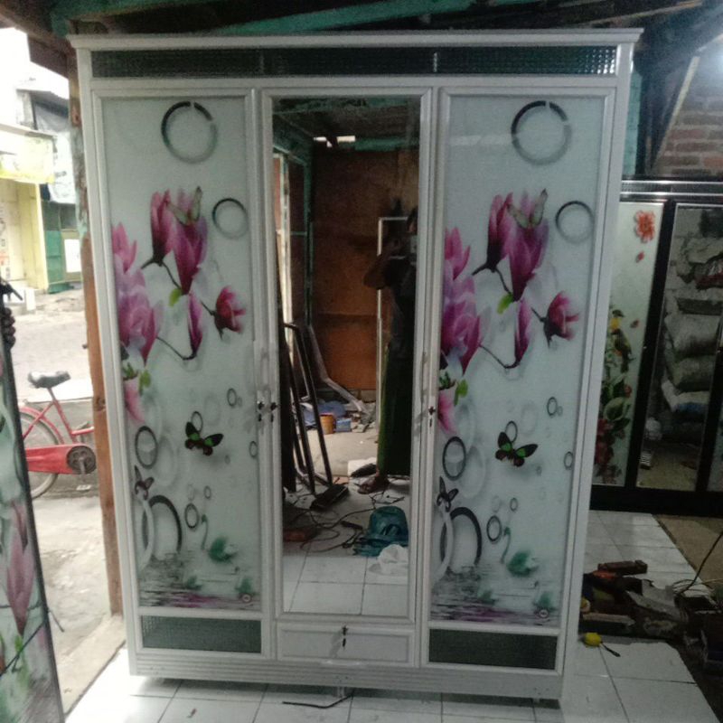 Jual Lemari Baju 3pintu LACi Aluminium Kaca Murah Shopee Indonesia