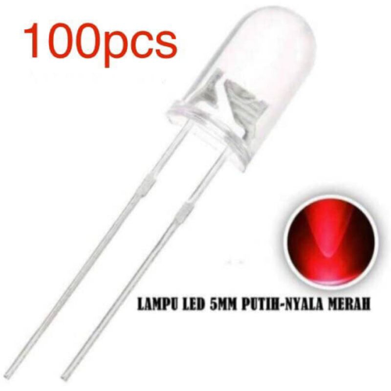 Jual Lampu Led 5mm Putih Nyala Merah 10pcs Shopee Indonesia