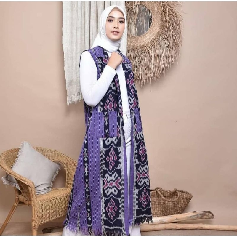 Jual Baju Atasan Outer Cardigan Tenun Etnik Motif Toraja Papua