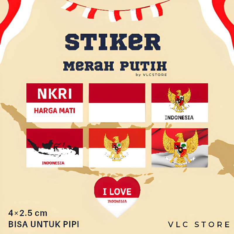 Jual Stiker Merah Putih Bisa Untuk Pipi Sticker Bendera Indonesia