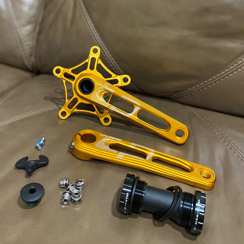 Jual Crank Arm Set Litepro Hollowtech Ht Bcd Aluminum Alloy Gold