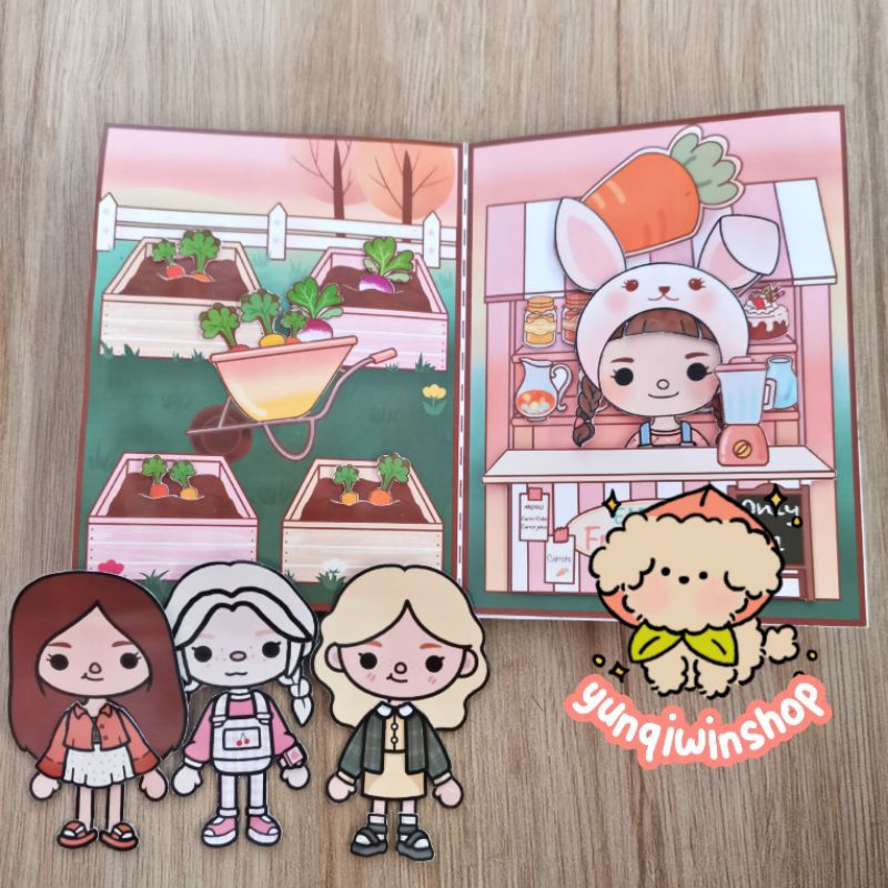 Jual Toca Boca Bunny House Quiet Book Paper Doll Mainan Bongkar Pasang