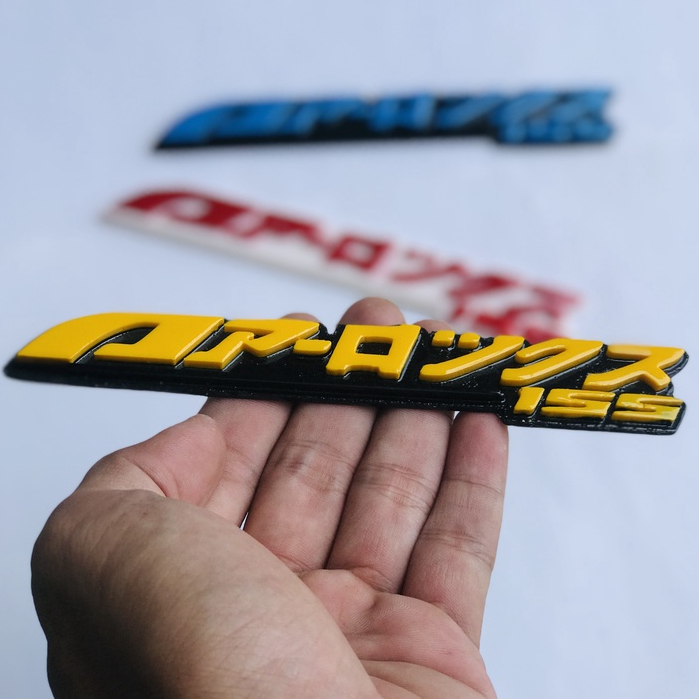 Jual EMBLEM VARIASI MOTOR AEROX TULISAN JEPANG DAPAT SATU SET ATAU