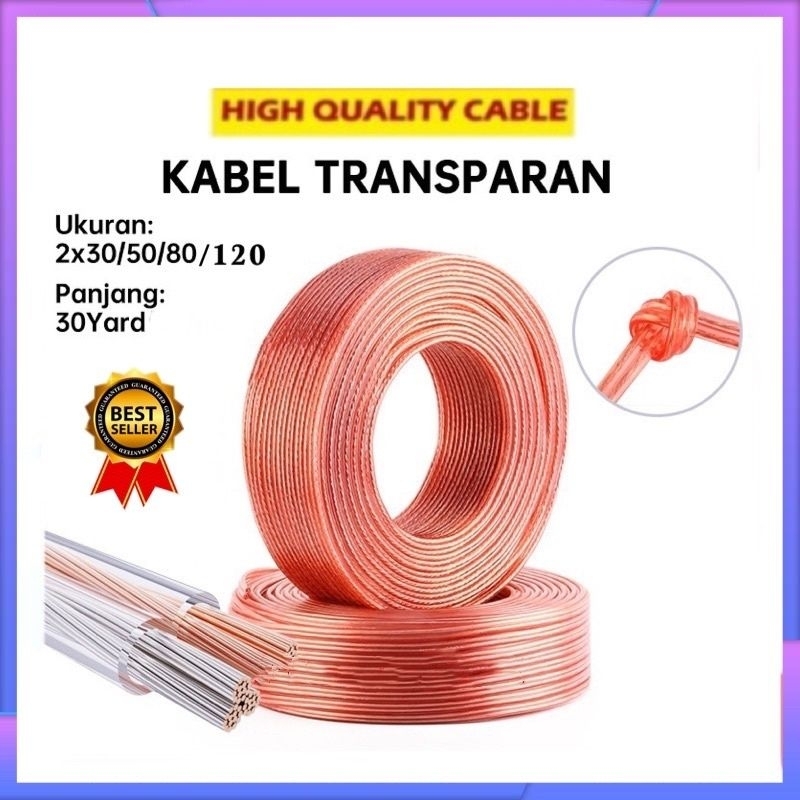 Jual Kabel Transparan Kabel 2 X30 2x50 2x80 2x120 30Y 20M Serabut