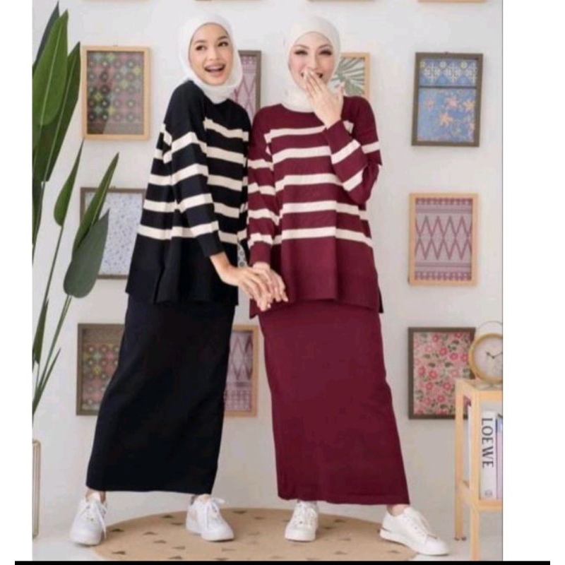 Jual ONE SET ROK RAJUT SILVY SETELAN RAJUT ROK SILVY POLLET TERBARU