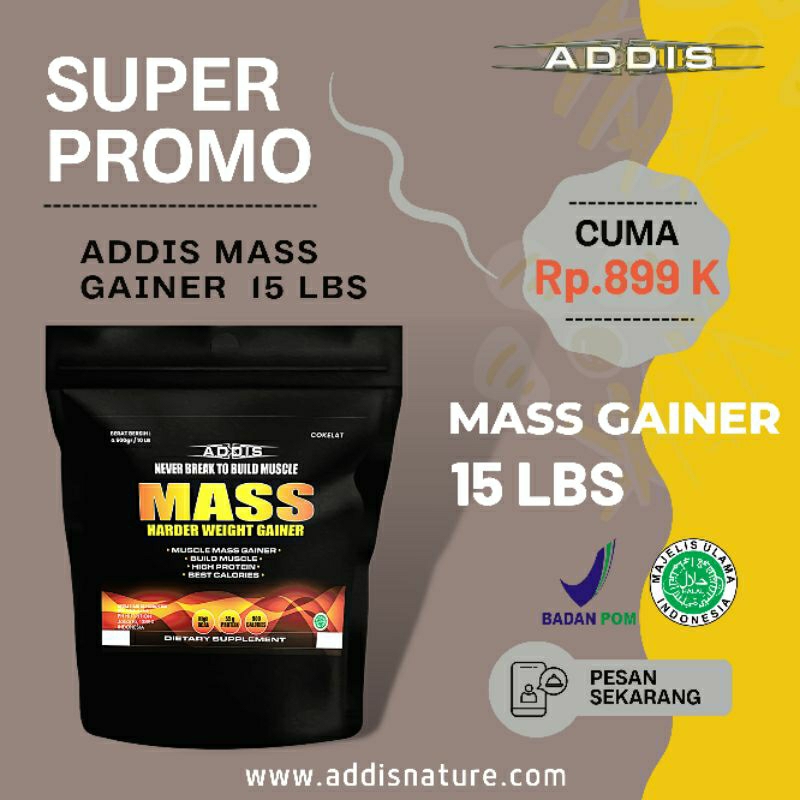 Jual PROMO SUSU PENAMBAH BERAT BADAN DAN ADDIS MASS GAINER 15 LBS NOT