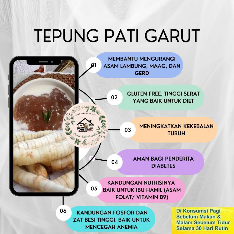 Jual Tepung Garut Pati Garut 250 Gram Obat Maag Asam Lambung Alami