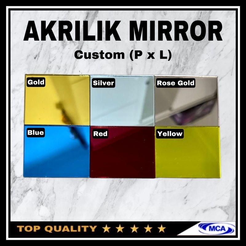 Jual AKRILIK Mirror CUSTOM GOLD SILVER ROSE GOLD RED BLUE