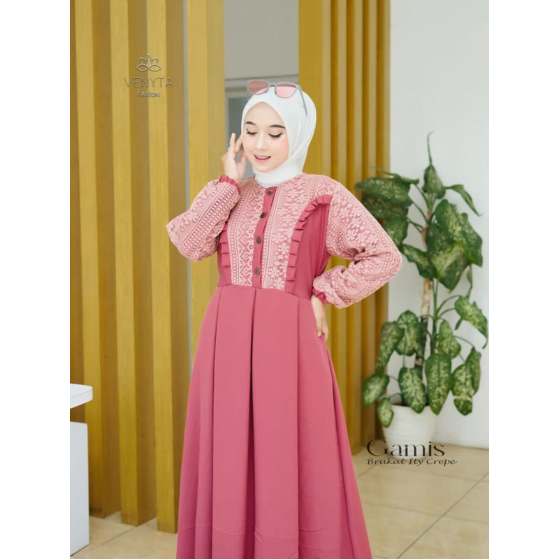 Jual Terbaru Wajib Gercep Gamis Maxi Venita Cringkle Airflow Mix