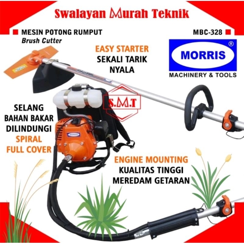 Jual MORRIS MBC328 Mesin Potong Rumput Gendong 2Tak Engine Brush Cutter