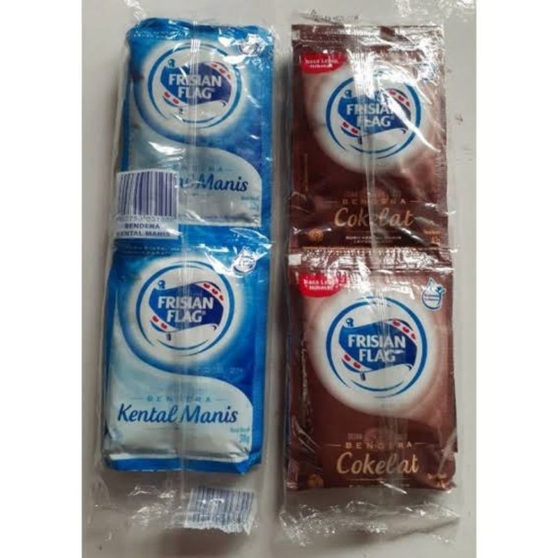 Jual Susu Kental Manis Frisian Flag Susu Bendera Sachet 40gr Putih Dan