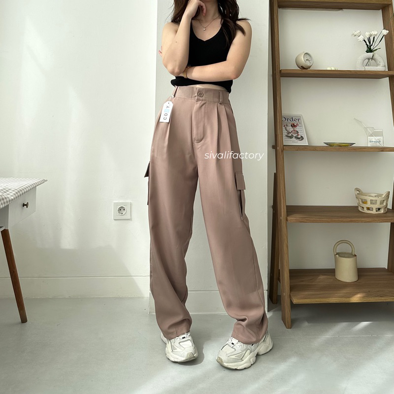 Jual SIVALI Zoya Cargo Pants Highwaist Loose Cargo Celana Kargo