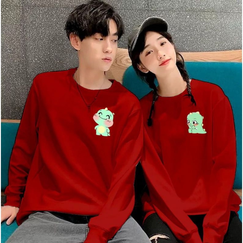 Jual Baju Couple Pasangan Dino Lucu Kaos Pasangan Lengan Panjang