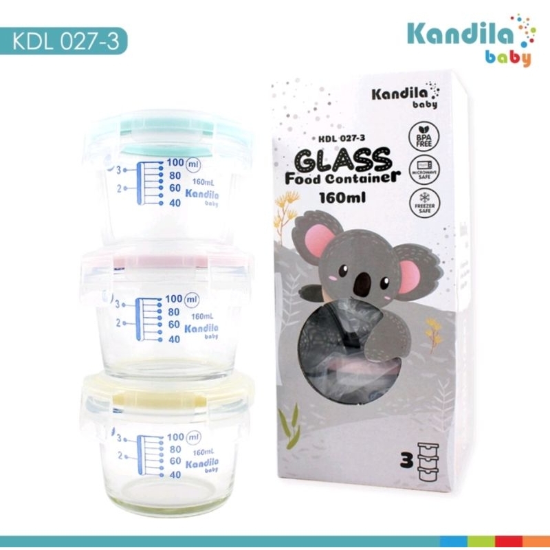 Jual Kandila Baby Glass Food Container 160 Ml Isi 3 Pcs Tempat Kaca