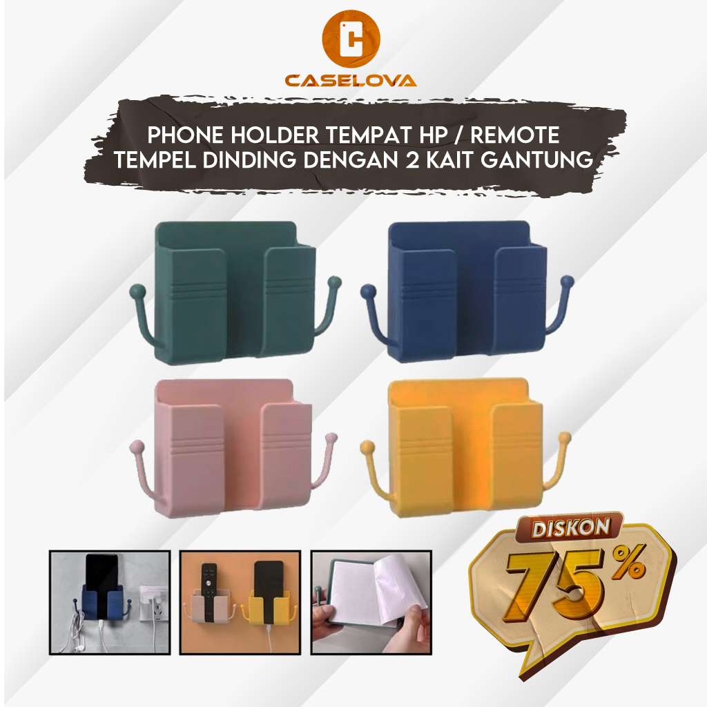 Jual Phone Holder Tempat HP Remote Tempel Dinding Dengan 2 Kait