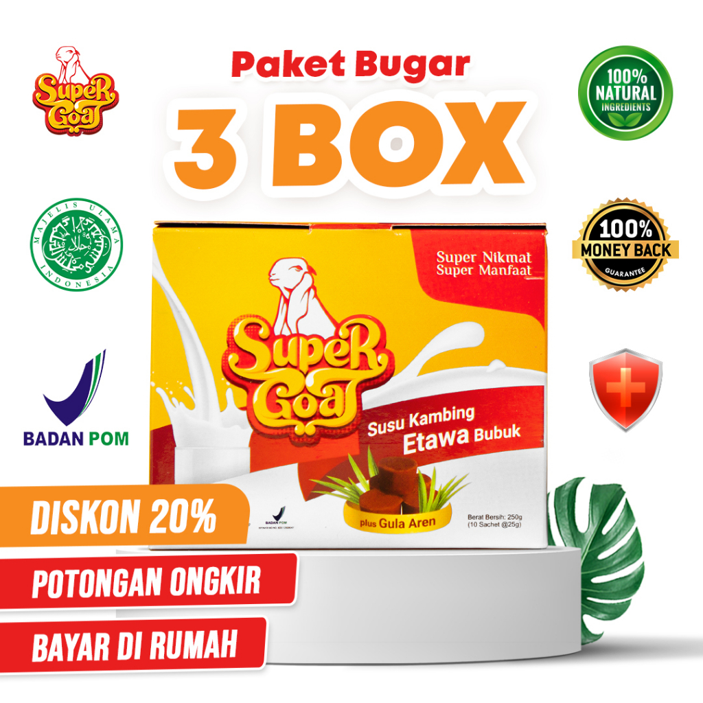 Jual Supergoat Etawa3 Box Super Goat Susu Kambing Ettawa Bubuk Murni