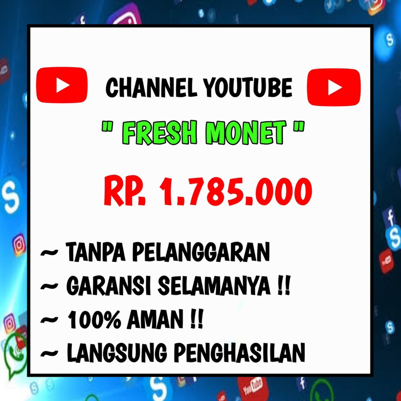 Jual Channel Youtube Fresh Monet Sepaket Fresh Adsense Shopee Indonesia