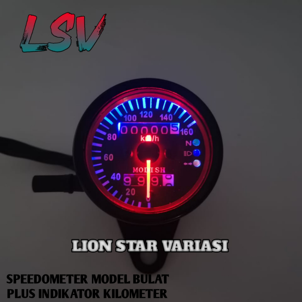 Jual Speedometer Bulat Kilometer LED Plus Indikator Sein Motor