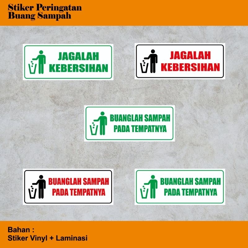 Jual Stiker Peringatan Sticker Penunjuk DILARANG BUANG SAMPAH