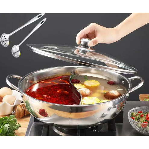 Jual Panci Hotpot Sekat Stainless Steel Cm Dengan Tutup Kaca