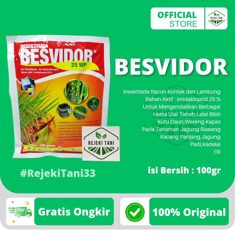 Jual Insektisida BESVIDOR 25WP 100gr Racun Kontak Dan Lambung Untuk