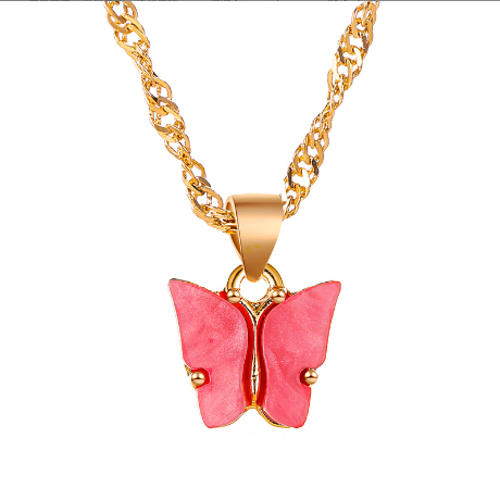 Jual Osm Jkt K Kalung Wanita Korea Kupu Kupu Colorful Butterfly