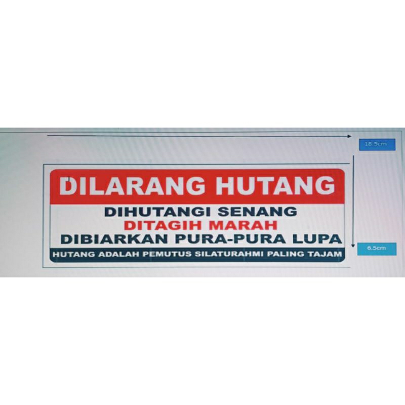 Jual Sticker Dilarang Hutang Shopee Indonesia