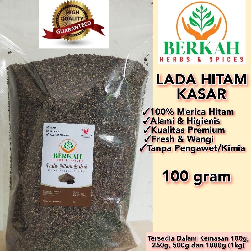 Jual Merica Lada Hitam Kasar Berkah 100gr Asli Pilihan Crushed Black