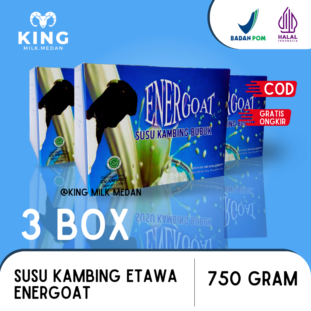 Jual 3 Box Energoat Susu Kambing Bubuk Etawa Original Atasi Sesak