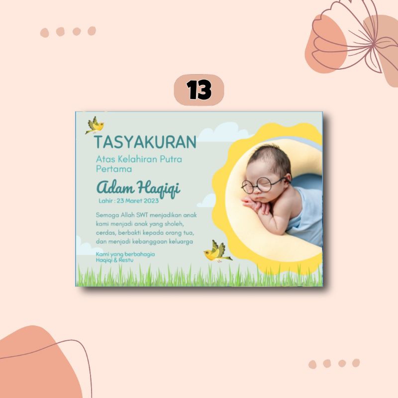 Jual KARTU TASYAKURAN KELAHIRAN MURAH STICKER TASYAKURAN AQIQAH MURAH