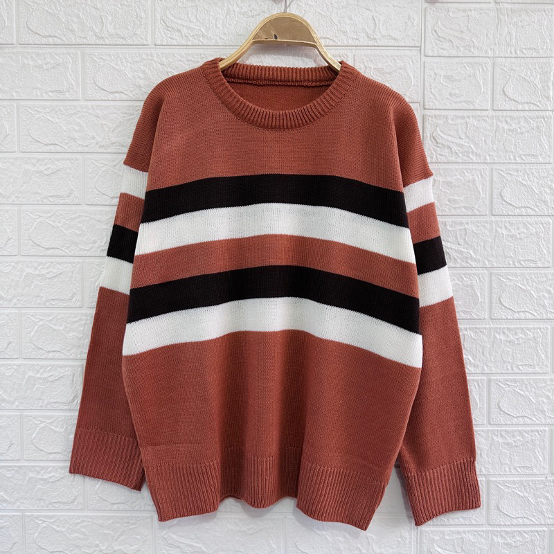 Jual SWEATER RAJUT OVERSIZE MAYUBI MOTIG BLASTER ATASAN LENGAN PANJANG