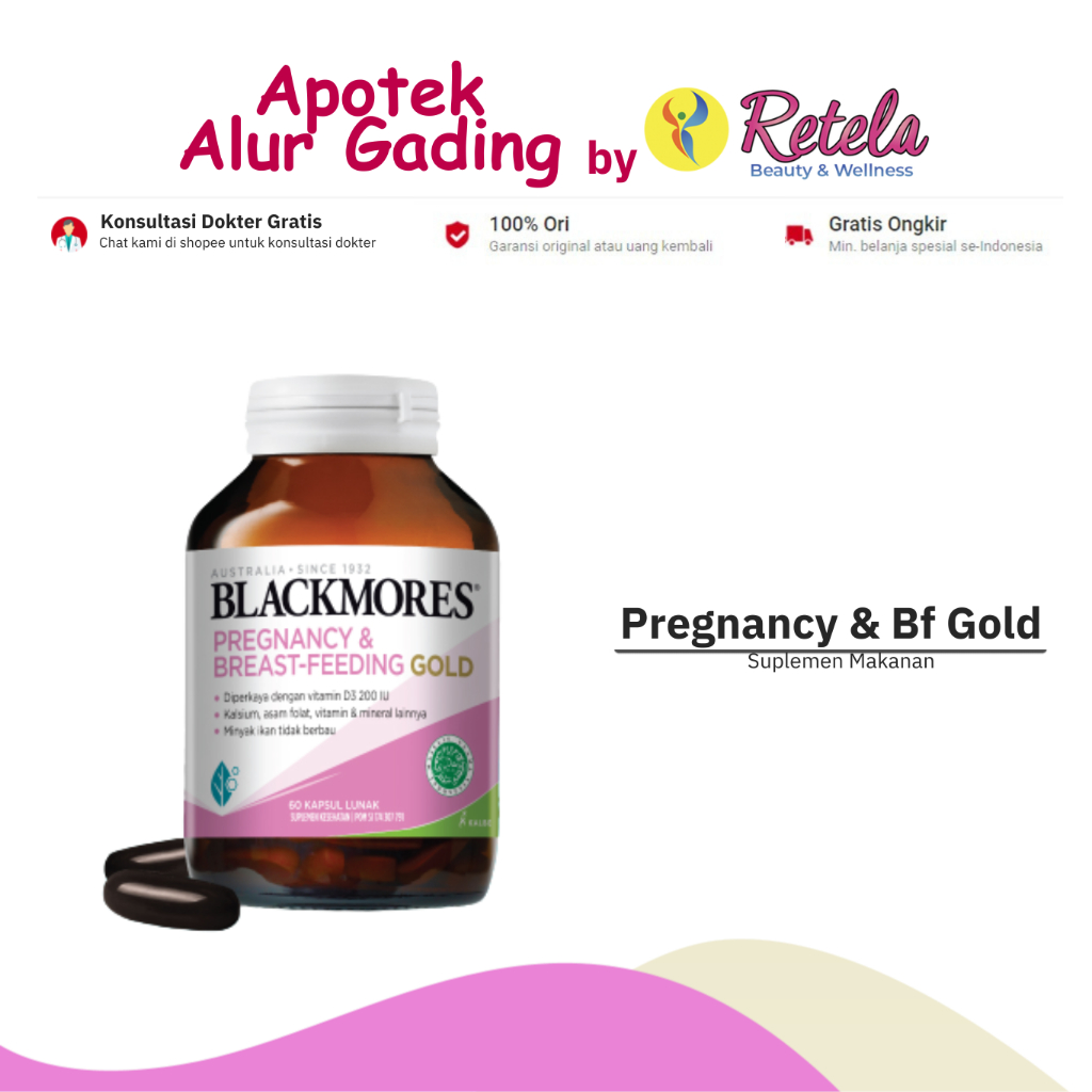 Jual BLACKMORES PREGNANT BREASTFEEDING GOLD 1 BOTOL 60 TABLET