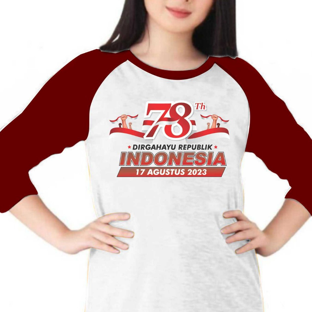 Jual Kaos Atasan Wanita Lengan Kaos Raglan Dirgahayu Dtf Kaos