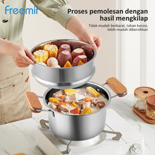 Jual Freemir Panci Rebus Stainless Steel 2n1 Diameter 20 Cm Tutup Kaca