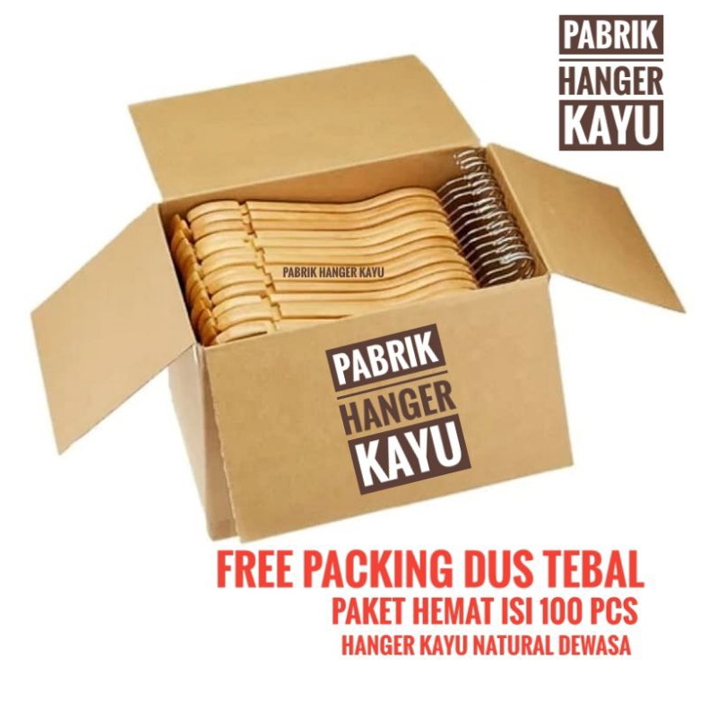 Jual HANGER KAYU NATURAL DEWASA PAKET ISI 100 PCS Shopee Indonesia