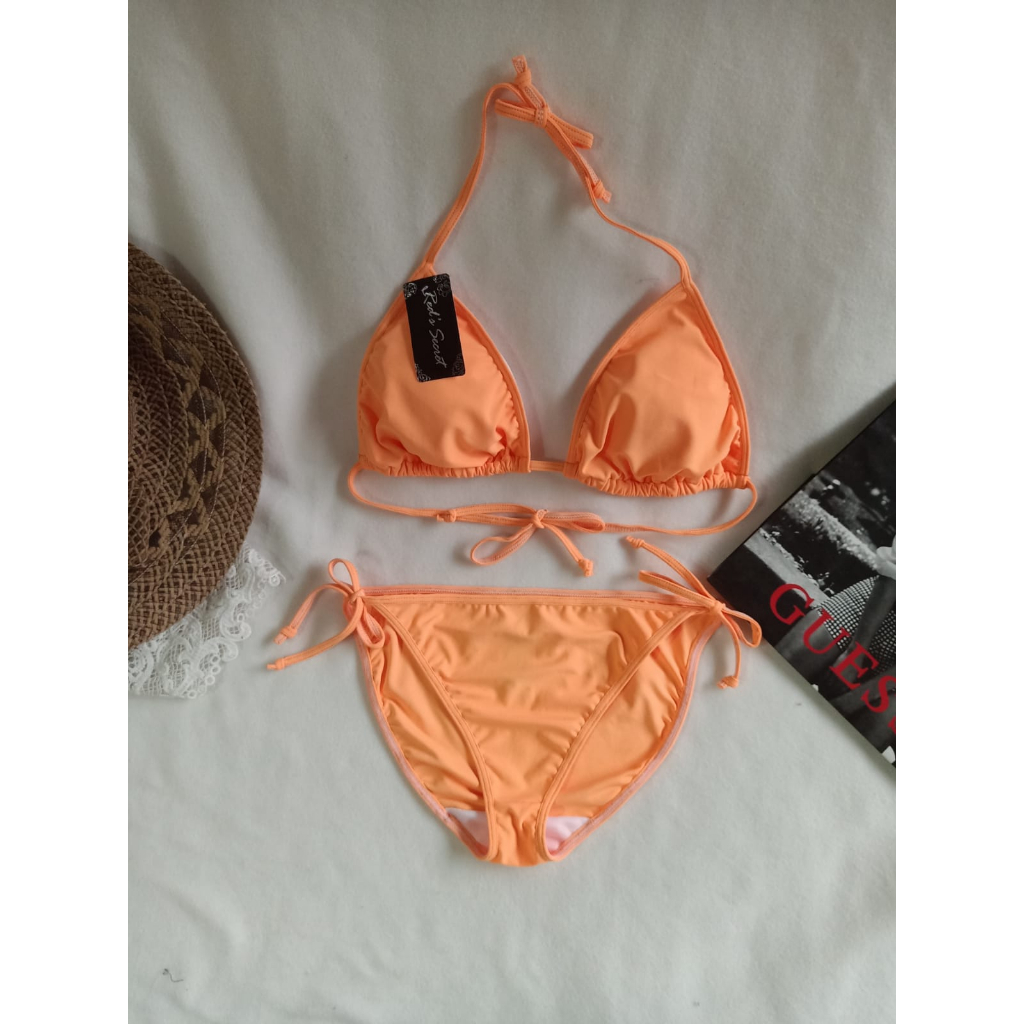 Jual Bk R Orange Bikini Pantai Segitiga With Foam Shopee Indonesia