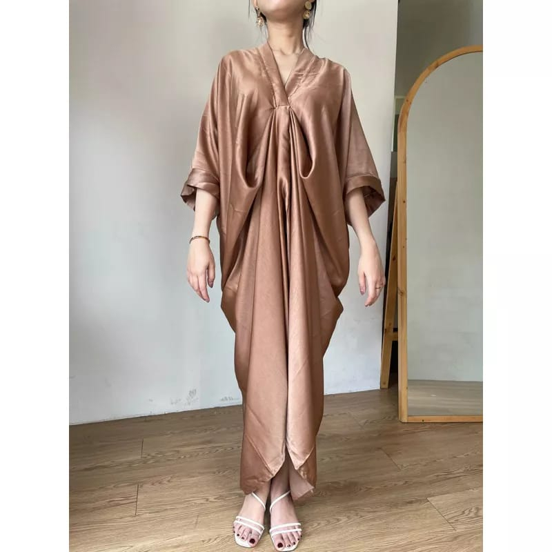 Jual Free Ongkir One Set Kaftan Satin Pakaian Wanita Muslim