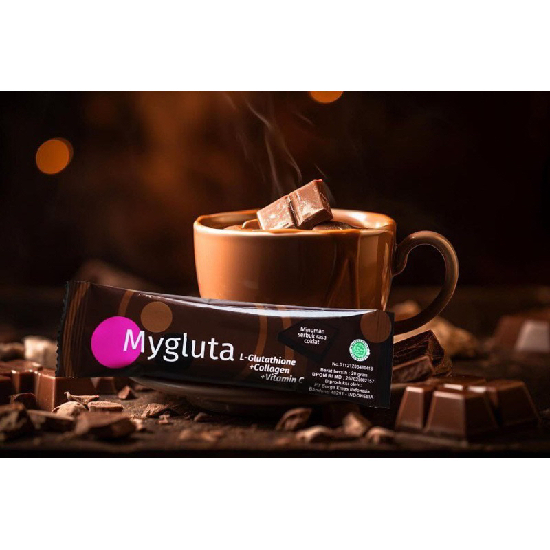 Jual Mygluta Minuman Serbuk Rasa Coklat Mengandung Collagen Dan