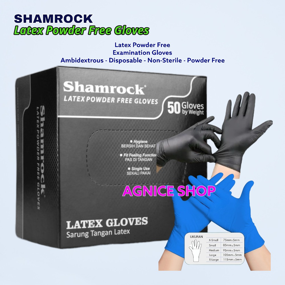 Jual Sarung Tangan Shamrock Latex Gloves Non Powder Isi Pcs Shopee