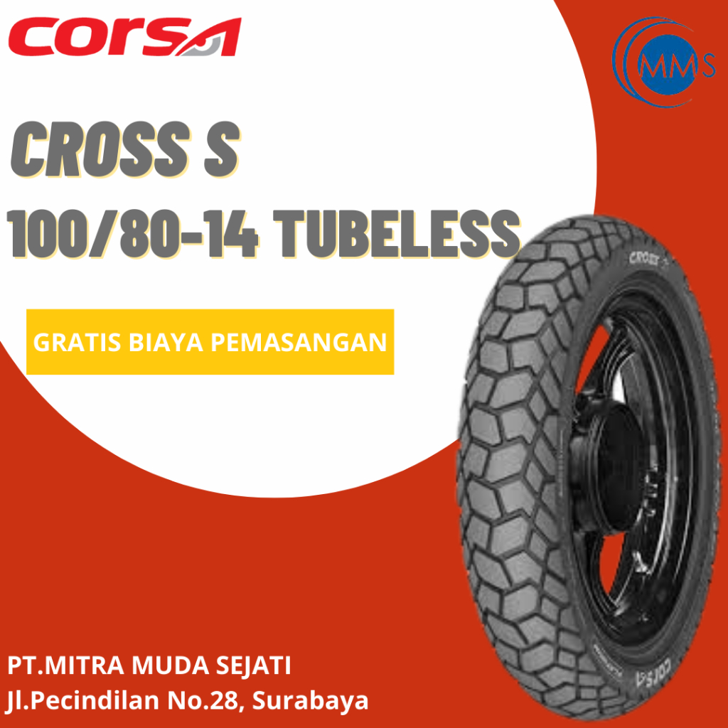 Jual BAN MOTOR CORSA CROSS S 100 80 14 TUBELESS TL Shopee Indonesia