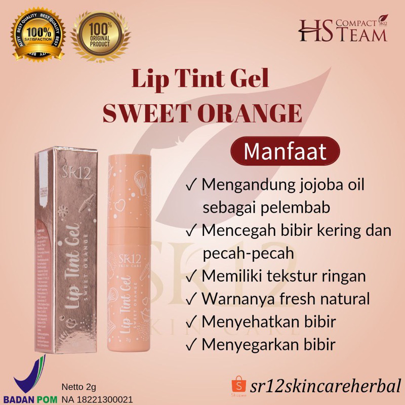 Jual SR12 LIP TINT SWEET ORANGE TAHAN LAMA RINGAN MELEMBABKAN MENGATASI