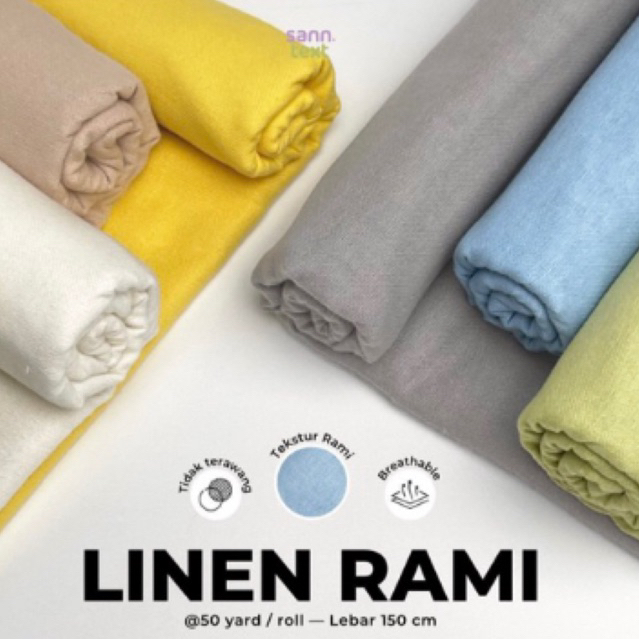 Jual Bahan Kain Katun Linen Rami Kahatex Premium 0 5 Meter Shopee