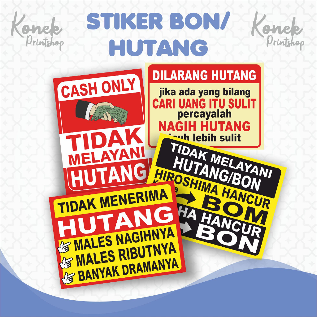 Jual Stiker Utang Stiker Hutang Stiker BON Sign Board Utang Akrilik