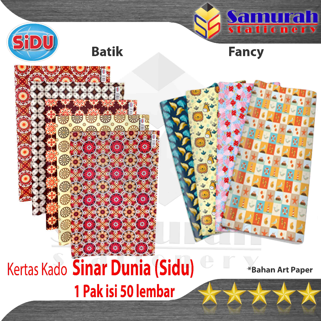 Jual Kertas Bungkus Kado Sidu Isi Lembar Motif Fancy Batik Sinar