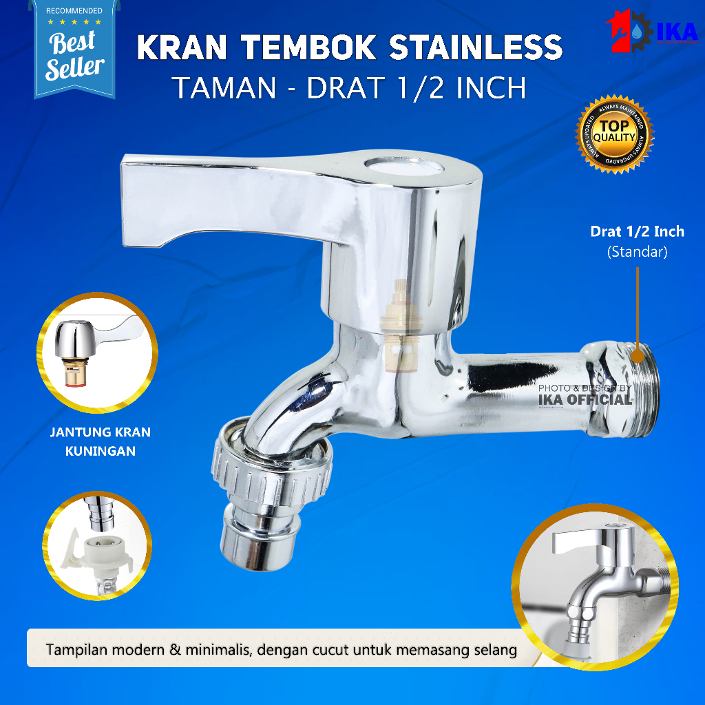 Jual QM Keran Tembok Taman Cuci Tangan Kran Kamar Mandi Putar Bahan