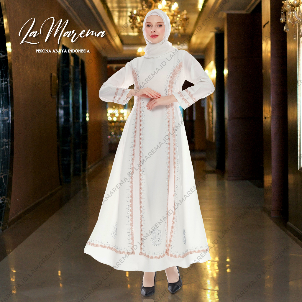 Jual Baju Gamis Putih Wanita Modern Mewah Dan Elegan Renda Coklat