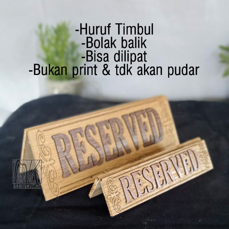 Jual Tulisan Reserved Sign Tanda Dipesan Kayu Dekorasi Cafe Meja Lipat