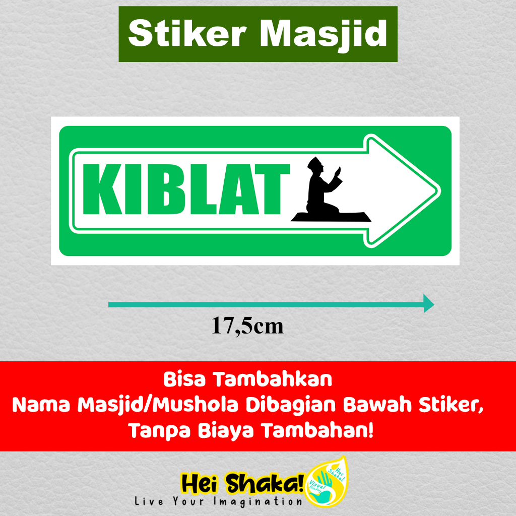 Jual Bisa Custom Stiker Penunjuk Arah Kiblat Sholat Sticker Seri