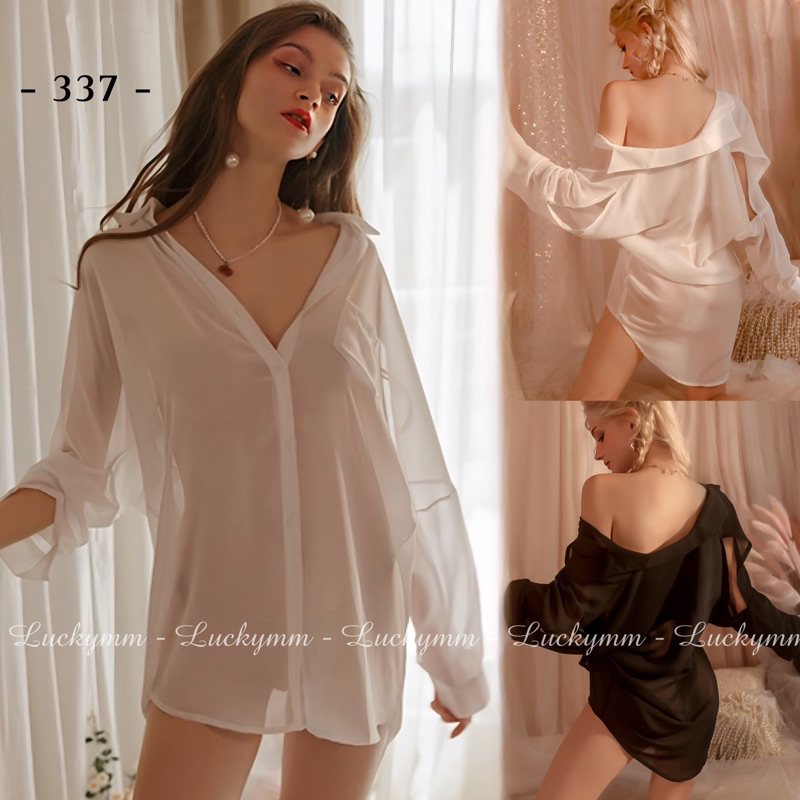 Jual Luckymm Lingerie Kemeja Oversize Baju Tidur Kemeja Transparan